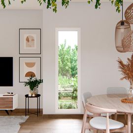 Fenêtre fixe double vitrage GoodHome en aluminium blanc l.63 x H.217 cm