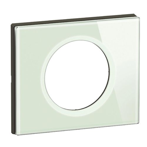 Plaque de finition 1 poste Legrand Céliane CP2001 coloris verre opale blanc l.101 x P.11 x H.84 mm
