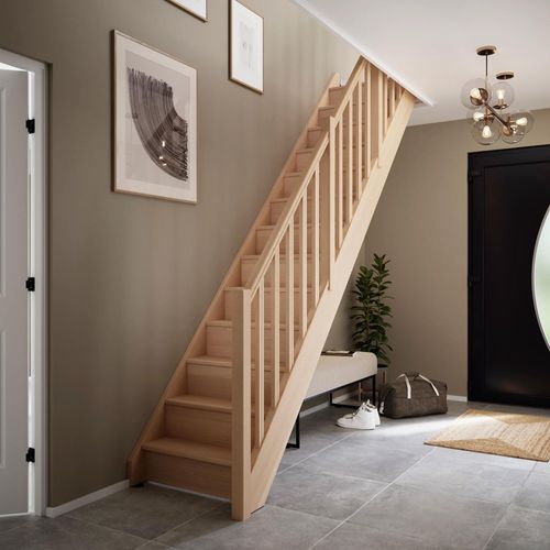 Escalier droit avec contremarche FORTIA hêtre naturel 13 marches Siderno