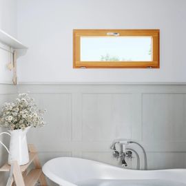 Fenêtre abattante par le haut double vitrage GoodHome en bois marron l.125 x H.47,8 cm