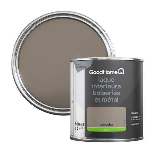 Peinture métal et bois GoodHome satin marron 500ml