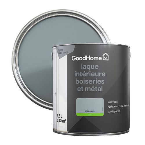 Peinture métal et bois GoodHome satin gris Delaware 2,5L