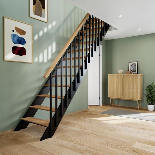 Escalier droit FORTIA chêne et aluminium noir Gagliano