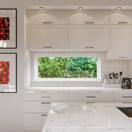 Fenêtre fixe double vitrage GoodHome en aluminium blanc l.103 x H.77 cm