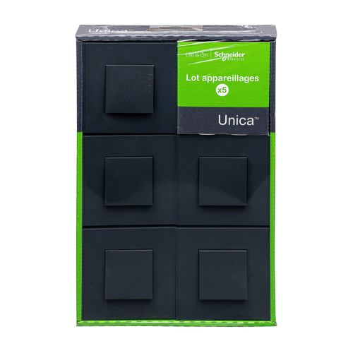 Va et vient Schneider Electric anthracite, lot de 5