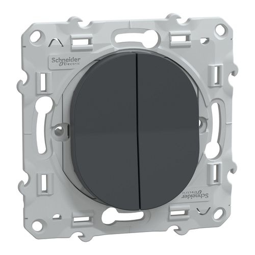 Mécanisme interrupteur double va-et-vient Schneider Electric Ovalis anthracite