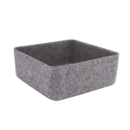 Panier de rangement carré en feutre gris, taille L Box & Beyond