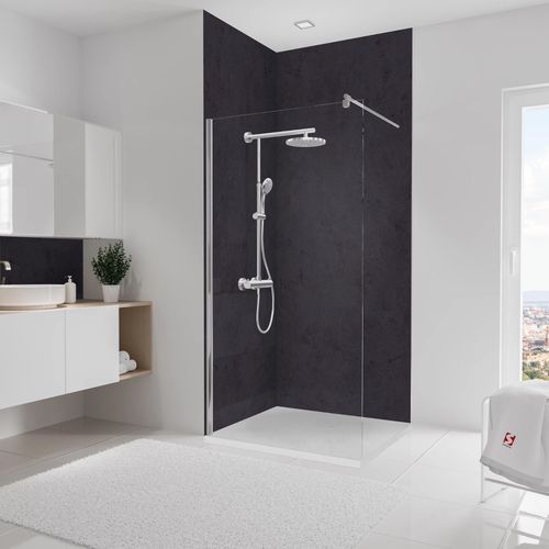 Lot de 2 panneaux muraux de salle de bains l.100x255 cm, décor ardoise Softtouch, Schulte DécoDesign