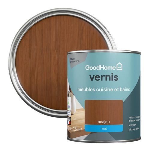 Vernis meubles cuisine et bains GoodHome acajou mat 750 ml