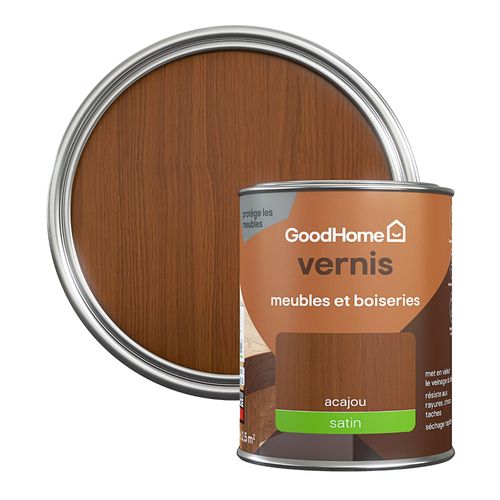 Vernis meubles et boiseries GoodHome satin acajou 250 ml