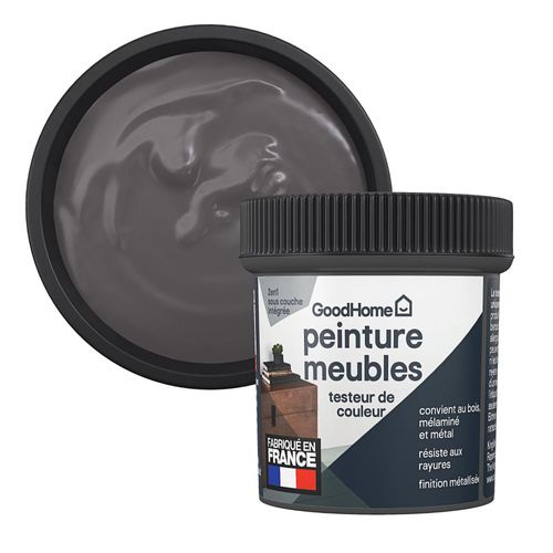 Testeur de peinture pour meubles bois, mélaminé et métal GoodHome satin argent Pasadena 80ml