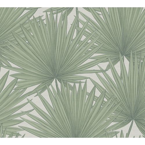 Papier peint vinyle grainé sur intissé effet mat végétal Antigua As Creation L.1005 x l. 53 cm vert