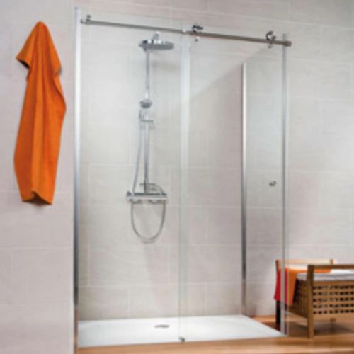Jeu porte de douche coulissante 120 cm + paroi latérale 90 cm anticalcaire, Masterclass Schulte
