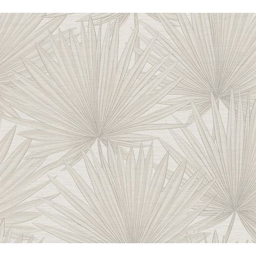 Papier peint vinyle grainé sur intissé effet mat végétal Antigua As Creation L.1005 x l. 53 cm ecru