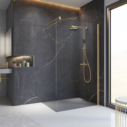 Paroi de douche à l'italienne 140x200 cm, doré, Schulte NewStyle