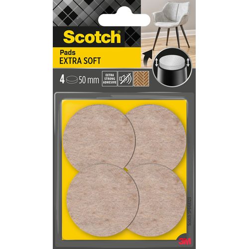Patin en feutre laine adhésif rond beige Scotch ø50 mm, lot de 4