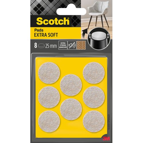 Patin en feutre laine adhésif rond beige Scotch ø25 mm, lot de 8