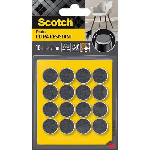 Patin en feutre laine adhésif rond gris Scotch ø17 mm, lot de 16