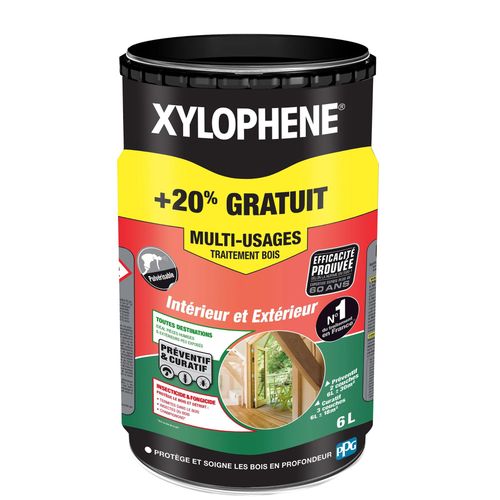 Traitement bois multi-usages intérieur et extérieur Xylophène 6L +20% gratuit