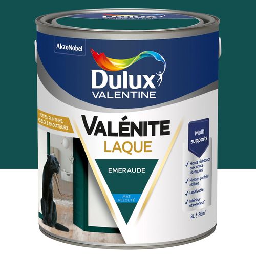 Laque Valénite Dulux Valentine Acrylique mat velouté vert emeraude 2L