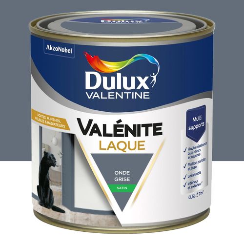 Laque Valénite Dulux Valentine Acrylique satin bleu onde grise 500ml