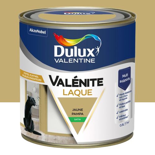 Laque acrylique Valénite Dulux Valentine jaune pampa satin 500ml