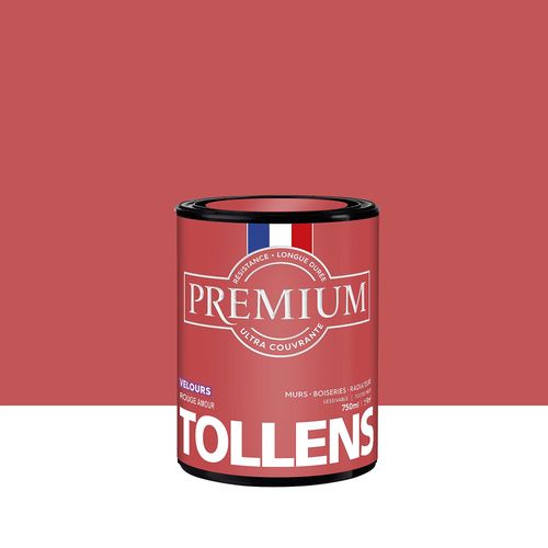 Peinture Tollens premium murs, boiseries et radiateurs rouge amour velours 750ml