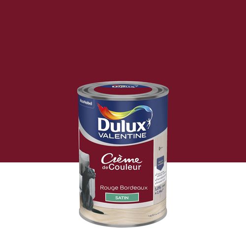 Peinture couleur murs, boiseries et radiateurs Crème de couleur Dulux Valentine rouge bordeaux satin 1,25L