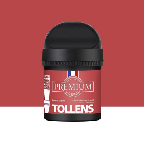 Peinture Tollens premium murs, boiseries et radiateurs rouge amour velours 50ml