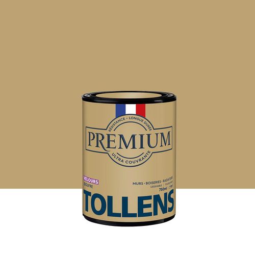 Peinture Tollens premium murs, boiseries et radiateurs doré soufre velours 750ml