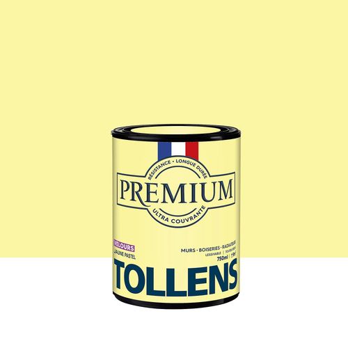 Peinture Tollens premium murs, boiseries et radiateurs jaune pastel velours 750ml