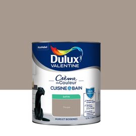 Peinture haute résistance Crème de couleur cuisine et bain Dulux Valentine marron taupe satin 0,75L