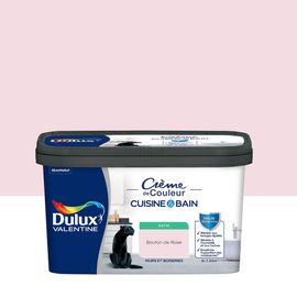 Peinture haute résistance Crème de couleur cuisine et bain Dulux Valentine bouton de rose satin 2L
