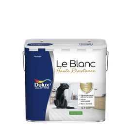 Peinture murale le Blanc Dulux Valentine haute résistance satin blanc 5L