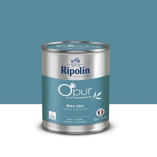Peinture intérieure multisupport Ripolin O'pur bleu alor satin velouté 500ml