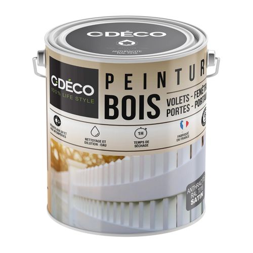 Peinture extérieure bois C-Deco satin gris anthracite 2,5L