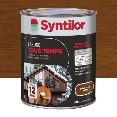 Lasure extérieure tous temps Syntilor chêne moyen satin 1L