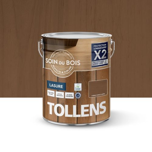 Lasure extérieure Soin du bois Tollens effet chêne foncé satin 5L