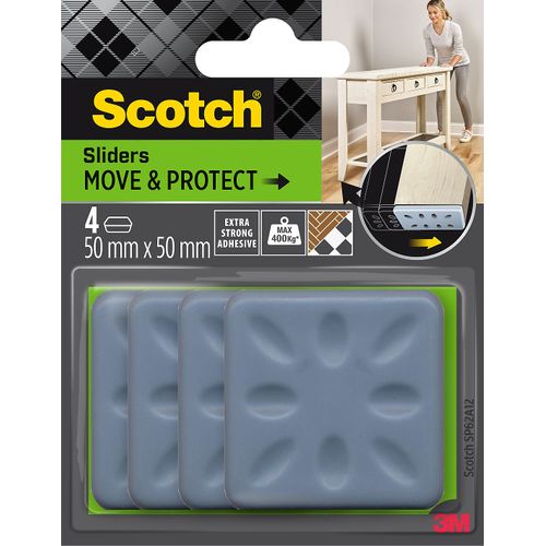 Patin glisseur adhésif carré gris Scotch ø50 mm, lot de 4