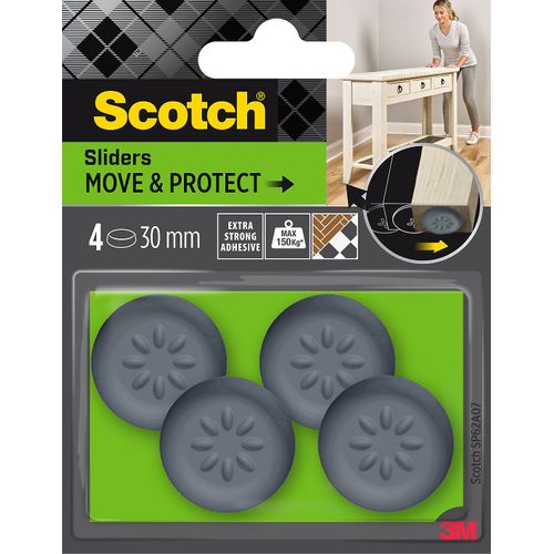 Patin glisseur adhésif rond gris Scotch ø30 mm, lot de 4