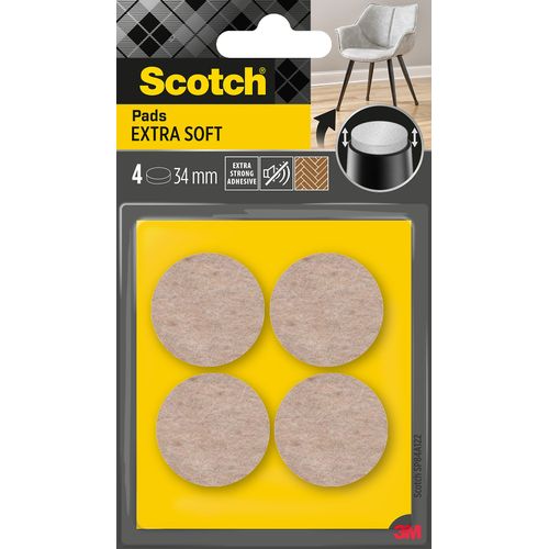 Patin en feutre laine adhésif rond beige Scotch ø34 mm, lot de 4