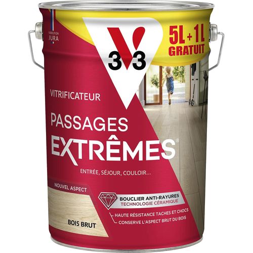 Vitrificateur passages extrêmes V33 bois brut 5L + 20% gratuits