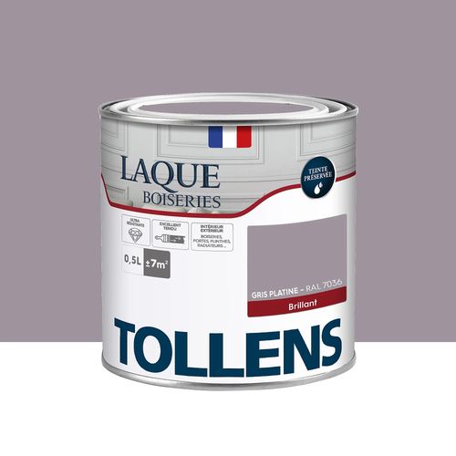 Laque boiseries et métal Tollens brillant gris platine RAL 7036 500ml