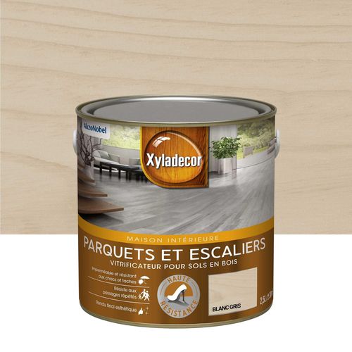 Vitrificateur haute résistance parquets et escaliers blanc gris satin 2,5L Xyladecor