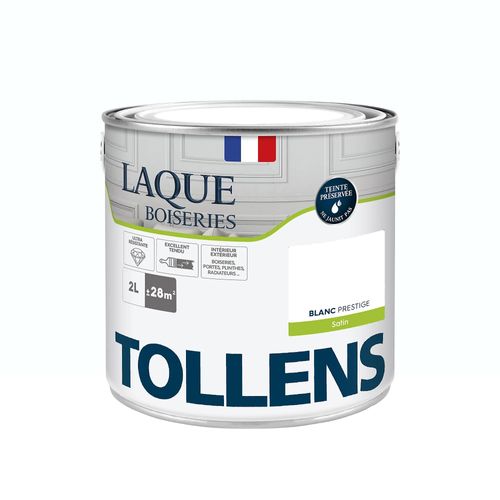 Laque boiseries et métal Tollens satin blanc prestige 2L