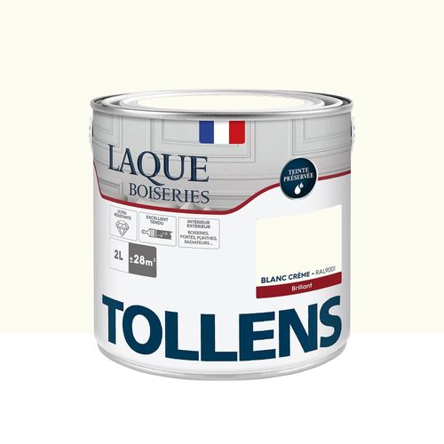 Laque boiseries et métal Tollens brillant blanc crème RAL 9001 2L