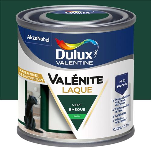 Laque acrylique Valénite Dulux Valentine vert basque satin 0,125L