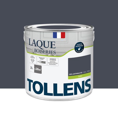 Laque boiseries et métal Tollens satin gris anthracite RAL 7016 2L