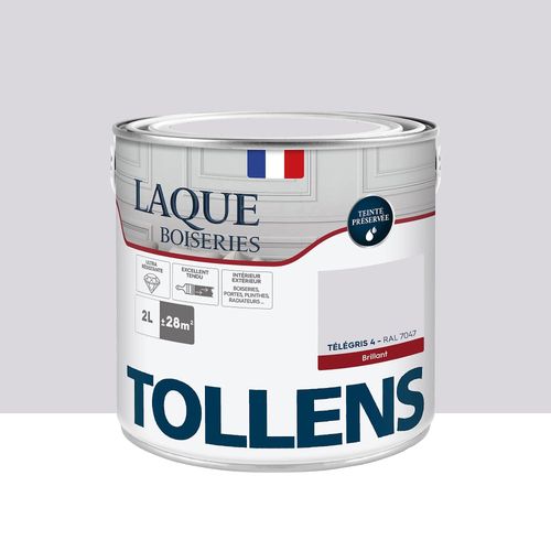 Laque boiseries et métal Tollens brillant télégris 4 RAL 7047 2L