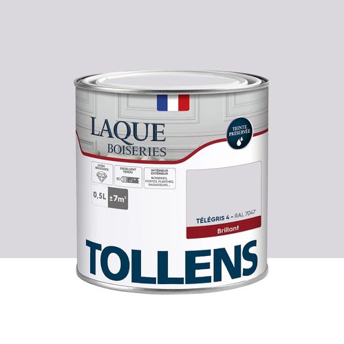 Laque boiseries et métal Tollens brillant télégris 4 RAL 7047 500ml